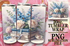 BLISSFUL DAYS 20oz TUMBLER WRAP, Book and flower Product Image 1