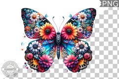 Vibrant Floral Butterfly Sublimation - Clipart PNG Design Product Image 1