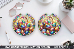 Bright Egg Car coaster sublimation, Easter Coaster PNG Product Image 1