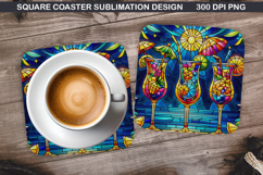 Tropical Drink Coaster Sublimation,Summer Coaster PNG Design Product Image 1