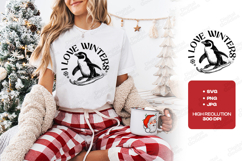 I Love Winters Penguin SVG, Winter Sports Sledding Cut File Product Image 1