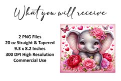 Valentine's Day Elephant Tumbler Wrap Sublimation Design Product Image 2