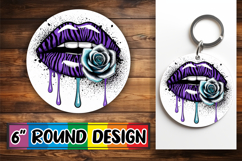 Joyful Circle Car Coaster Design PNG, Dripping Lips Product Image 1