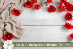 Wooden Table Background Mockup, Poppy Background Design Product Image 1