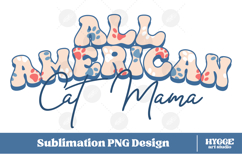 American Cat Mama Papa 4th of July USA Paw DTF PNG Bundle Product Image 2