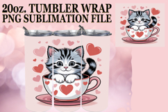 Cheerful evenings 20oz tumbler wrap, Valentines Cat Product Image 1