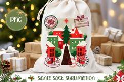 Winter Town Santa Sack Design, Christmas Gift Bag PNG Product Image 1