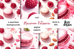 Macaron Patisserie Digital Paper Kit Rococo Patterns Product Image 1