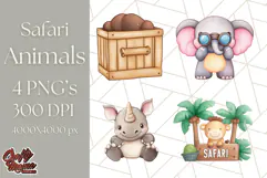 Jungle Safari Animals PNG Cute Pastel Wild Animal Clipart Product Image 1