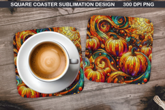 Pumpkin Coaster Sublimation, Halloween Coaster PNG Design Product Image 1