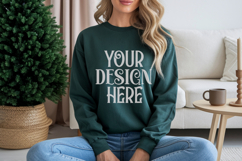 Forest Green Gildan 18500 Sweatshirt Mockup, Unisex mockups Product Image 1