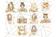 Pumpkin Spice Chibi Girls, Fall Accessories PNG, Cozy Autumn Product Image 4