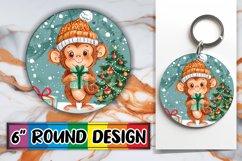Winter Holiday Animals Round Design for Keychain Product Image 1