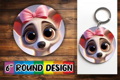Cheerful Car Coaster Circle Style, 3D Dog Product Image 1