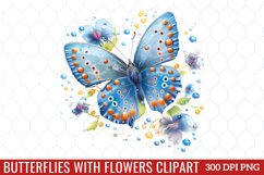 Butterflies With Flowers Clipart Product Image 1