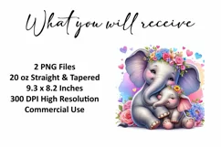 Valentine's Day Elephant Tumbler Wrap Sublimation Design Product Image 3