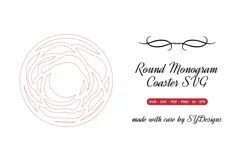 Round Monogram Coaster SVG - Laser Cut Blank Ornament File Product Image 2