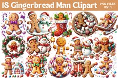 Gingerbread Man Clipart P5 Bundle PNG Product Image 1
