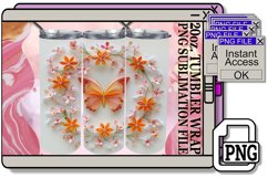 Spring Butterfly with Blooms Tumbler Wrap - 20oz 3D Product Image 1