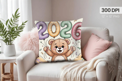 Happy New Year PNG Pillow, Festive New Year's Eve 2026 PNG Product Image 1