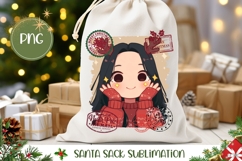 Kawaii Christmas Santa Sack PNG, Christmas Gift Bag Design Product Image 1
