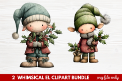 Whimsical Elf Clipart | Cute Christmas Elf PNG Illustration Product Image 1