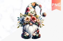 Floral Gnome Sublimation - Gnome Clipart Design Product Image 1