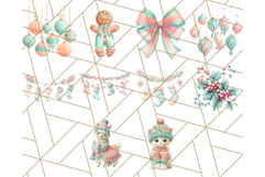 Coral and Aqua Christmas Clipart PNG, Pastel Holiday Art Product Image 4