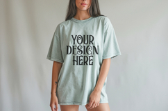 Chalky Mint Comfort Colors 1717 T-shirt Mockups, Real Model Product Image 1