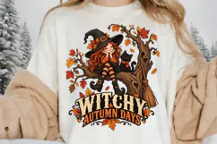 Witchy Autumn Days PNG, Cute Fall Witch Cat Sublimation Product Image 2