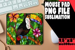 Vibrant Birds Stained Glass Mouse Pad Design PNG Product Image 1