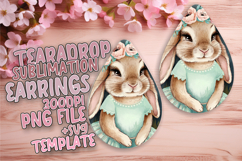 Dynamic Teardrop Earrings Sublimation Artwork , Cute Bunny Product Image 1