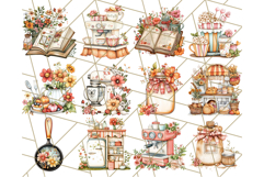 Whimsical Cottagecore Kitchen Clipart, Retro Coral PNG Decor Product Image 4