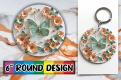 Butterfly and Blooms Round Design PNG Spring 3D Keychain Product Image 1