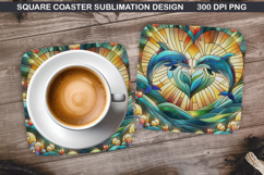 Dolphin Coaster Sublimation, Valentine Coaster PNG Design Product Image 1
