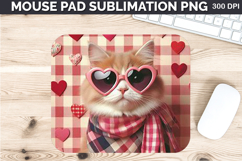 Watercolor Cat Mouse Pad Sublimation - Valentines PNG Design Product Image 1