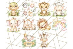 Pastel Safari Jungle Baby Animals PNG Clipart, Nursery Product Image 4