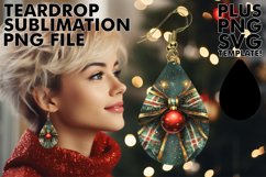 RADIANT Teardrop Earrings Sublimation, Christmas Bow Product Image 1