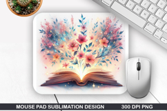Book Flower Mouse Pad Sublimation, Animals Mouse Pad PNG Product Image 1