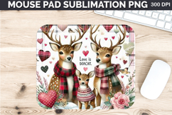 Watercolor Deer Mouse Pad Sublimation - Valentines PNG Product Image 1