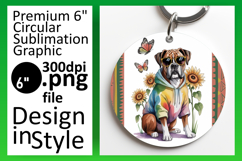 Charming Round Design Keychain PNG , Cute Dog Product Image 1