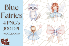Pastel Blue Fairy Garden Clipart, Enchanted Cottagecore Png Product Image 1
