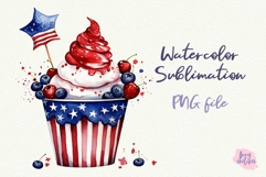 4th of July Ice cream PNG Summer Watercolor Clipart Dessert Product Image 1