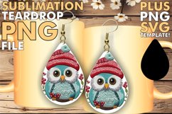 Festive Winter Owl Circle for Teardrop Earrings Design Product Image 1