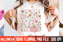 Fall Floral Breast Cancer Vector | Autumn T-Shirt Design Product Image 3