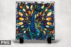 Stained Glass Peacock - Square Sublimation Slate Design Product Image 1