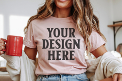 Christmas Bella Canvas 3001 Heather Peach Shirt Mockup ,Tran Product Image 1