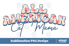American Cat Mama Papa 4th of July USA Paw DTF PNG Bundle Product Image 2