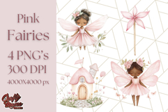 Pastel Pink Fairy Garden Clipart, Enchanted Cottagecore Png Product Image 1
