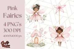 Pastel Pink Fairy Garden Clipart, Enchanted Cottagecore Png Product Image 1
